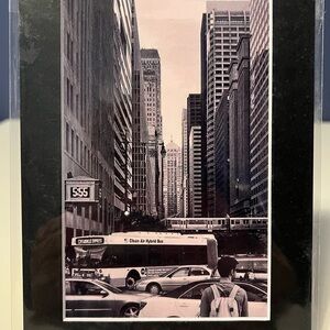 Black and White 555 Chicago Cityscape Art Print 4”x6” original by ChiGalArt